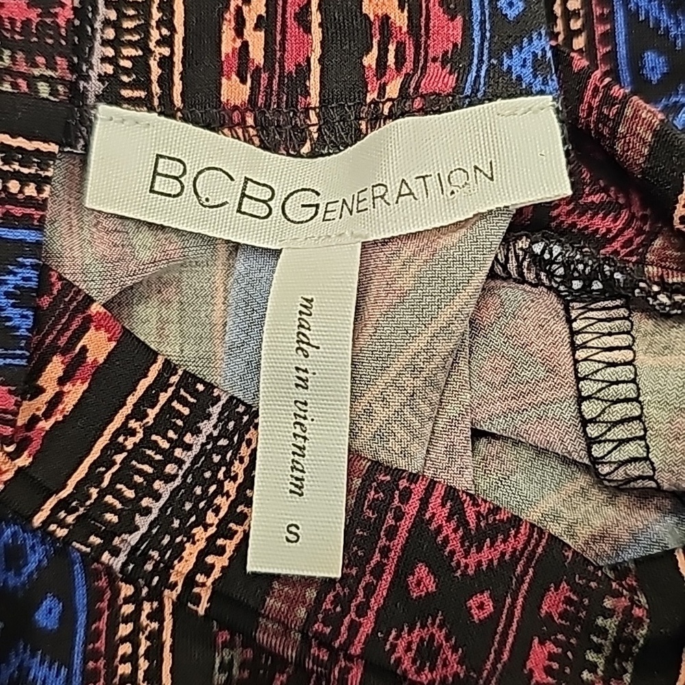 BCBGeneration Maroon & Blue Striped Pattern Long-Sleeve Mini Dress - Size Small - Picture 6 of 7